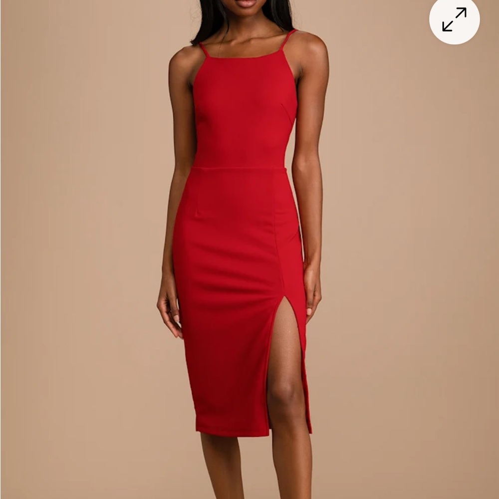 Never Look Back Red Backless Bodycon Midi Dress